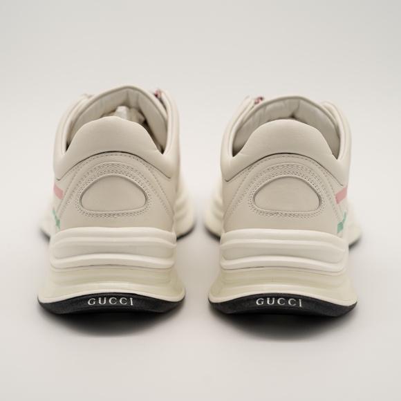 size 41eu 11 us Gucci Run Sneaker White Pink Turquoise Leather GG - Picture 5 of 13